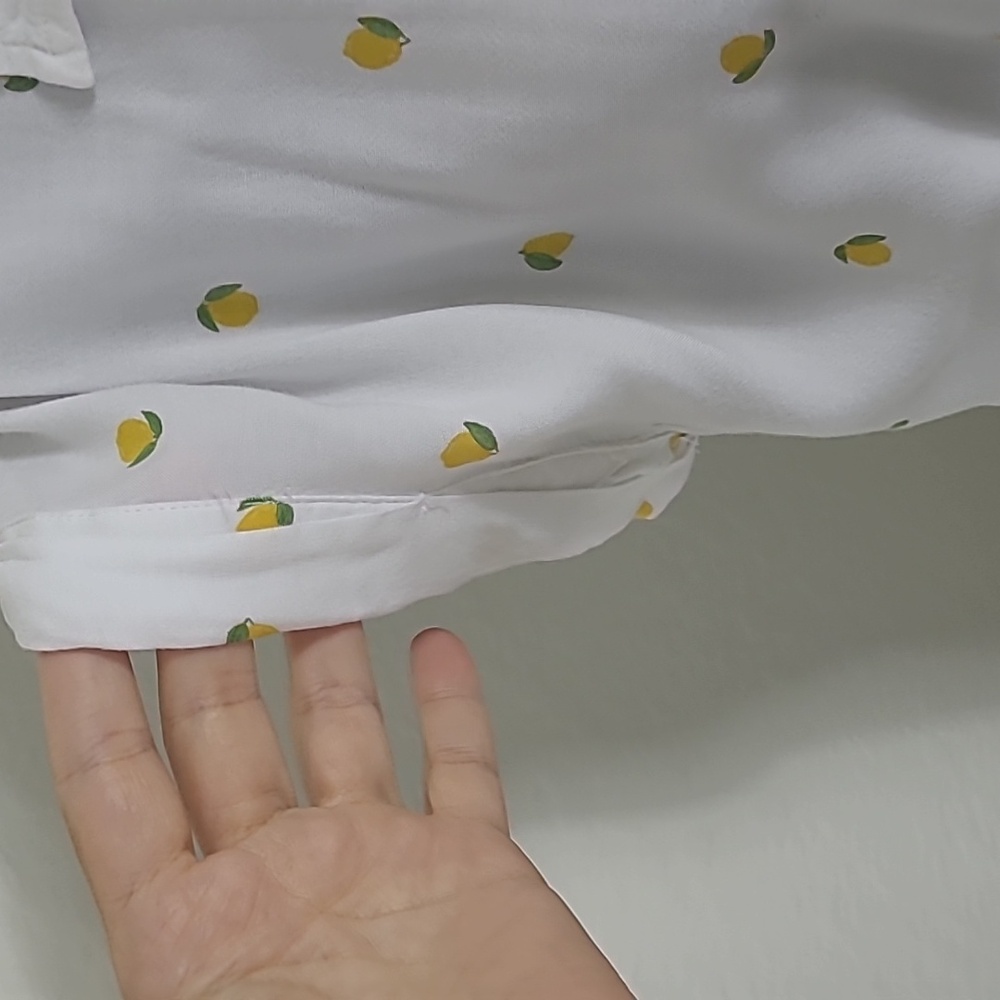 Style & Co. White Lemon Pattern Button-Down Shirt Size Large - Picture 3 of 8